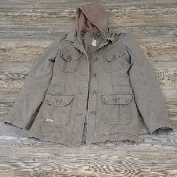 Roxy Quilt Lining Hooded Utility Jacket Coat - Picture 1 of 16